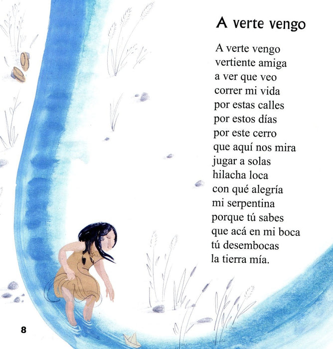 Inside book pages show text and an illustraton of  a woman in a stream.