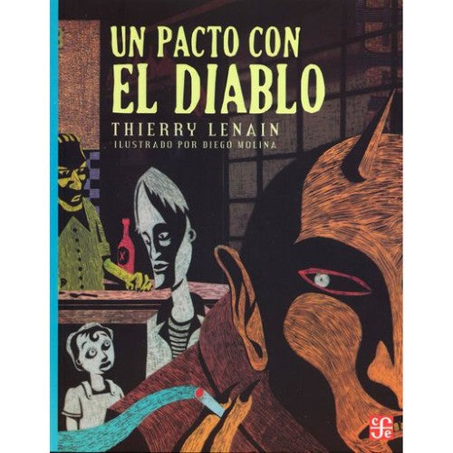 Book cover of Un Pacto con el Diablo with an illustration of three people looking at the devil who is smoking a lit cigarette.
