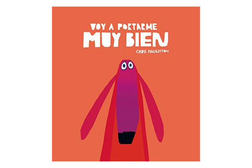 Book cover of Voy a Portarme muy Bien with an illustration of a dogs face.