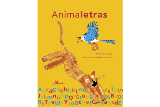 Book cover depicting a bright yellow back ground with illustrations of a bird and a lion