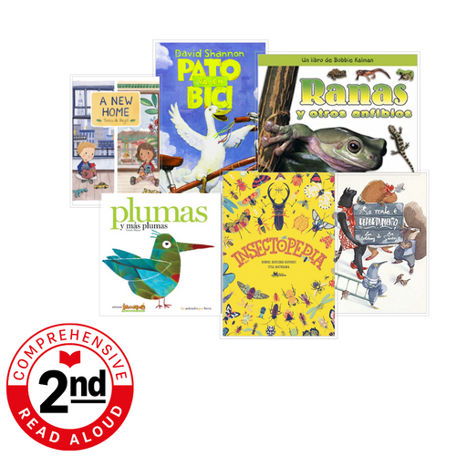 Photo of six different books available for second grade comprehensive read aloud sets.
