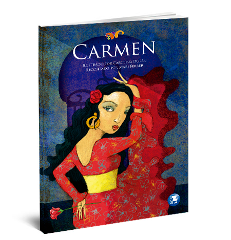 Book cover depicting illustration of a Flamenco dancer from the opera Carmen.