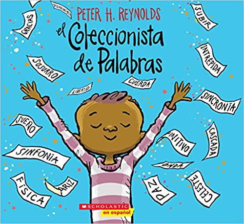 Book cover of El Coleccionista de Palabras with an illustration of a child throwing papers in the air.