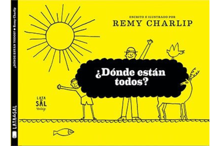 Book cover of Donde Estan Todos with an illustration of a man, a boy and a deer around the title of the book.