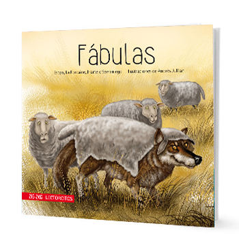 Book cover of Fabulas with an illustration of a wolf pretending to be a sheep.