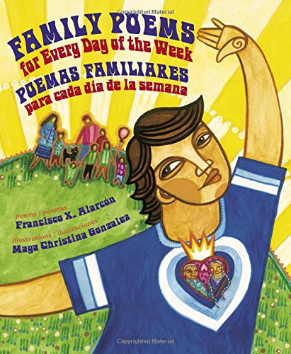 Book cover of Poemas Familiars para cada dia de la Semana with an illustration of a person standing in the foreground with their family pictured in the background.