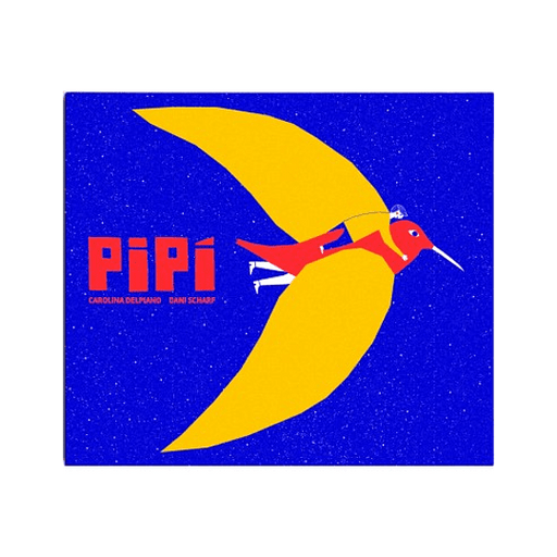 Book cover of Pipi with an illustration of a man riding a bird.