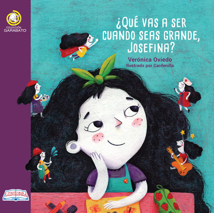 Book cover of Que vas Hacer Cuando seas Grande Josefina with an illustration of a girl staring at a bunch of little people all over her hair.