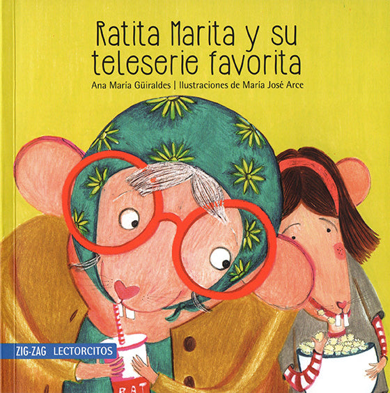 Book cover of Ratita Marita y su Teleserie Favorita with an illustration of one rat in glasses and another rat.