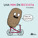 Book cover of Una Papa en Bicicleta with an illustration of a potato riding a bike.